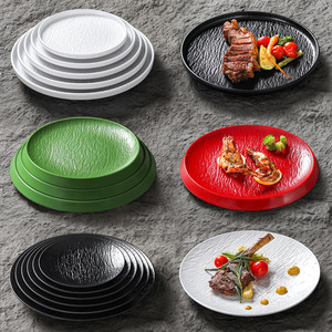 Xiangyuan melamine tableware <b>plates</b> for Western cuisine (<b>pasta</b>, steak, side dishes), commercial use (rock-patterned barbecue, - Product Image 4