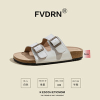 Sandales pour femmes en cuir suédé véritable, été 2025, nouvelles chaussures plates antidérapantes pour la plage et les activités de plein air