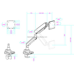 Brazo de <span class=keywords><strong>monitor</strong></span> ultra ancho resistente con puertos USB Soporte ajustable en altura VESA 75x75 100x100 Montaje para pantalla ancha - Product Image 2