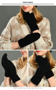 Jxwatcher, mitones de mano de invierno, accesorios, guante de punto grueso, guantes de lana de Cachemira de punto personalizados elásticos de lujo para mujer - Product Image 3