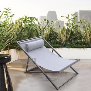 L'appui-tête confortable offre une conception ergonomique Wave Patio Chaise longue en aluminium Camping en plein air Chaise pliante - Product Image 5