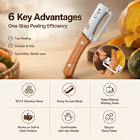Éplucheur à légumes en acier inoxydable 3CR13 avec manche en bois, couteau multifonction pour éplucher les fruits et les pommes de terre, pour une utilisation en cuisine