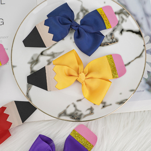 Fermagli per capelli con fiocco <span class=keywords><strong>a</strong></span> matita per il ritorno <span class=keywords><strong>a</strong></span> scuola, accessori per capelli per bambini e neonati, fiocchi da cheerleader per studentesse, festa di benvenuto - Product Image 6