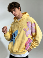Y2K Süßer Streetwear Pullover Hoodie mit 3D-Blumen-Seestern-Patch, Stickerei und erhabener Buchstaben-Applikation, lockerer Damen-Hoodie