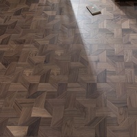 Parquet en bois d'ingénierie multicouche en noyer noir incrusté, design moulin à vent carré, revêtement de sol composite massif en bois