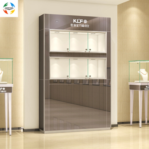 Escaparate de pared de joyería con marco de aluminio de gama alta de lujo personalizado 2 estantes con iluminación LED para tiendas - Product Image 2