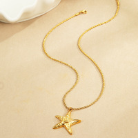 Nouveau individualiste en acier inoxydable étoile de mer antirouille PVD plaqué or collier étoile breloque bijoux collier boucles d'oreilles ensemble