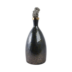Vaso in vetro testurizzato con coperchio in pietra per decorare il soggiorno, l'ufficio o la casa - Product Image 4