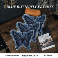 Patchs en jean papillon en gros, bords effilochés, appliques en jean vieilli pour vêtements, sacs, DIY, prêts à expédier