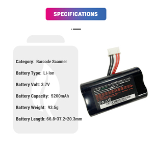 Pin Lithium-ion 3.7V 5200mAh 5600mAh Pin Li-ion có thể sạc lại cho máy quét mã vạch <span class=keywords><strong>Android</strong></span> UROVO I9100 - Product Image 2