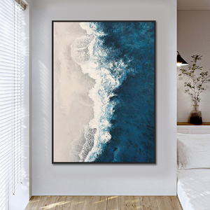 Cuadro Decorativo <span class=keywords><strong>para</strong></span> Hotel, Lienzo Azul Contemporáneo, Arte Abstracto, Paisaje, Arte de Pared Moderno, Pinturas al Óleo de <span class=keywords><strong>Paisajes</strong></span> Marinos - Product Image 1