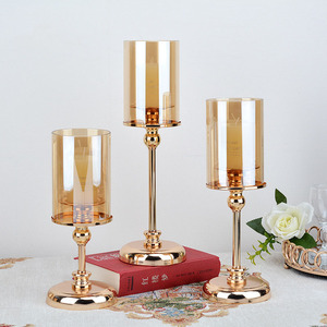 Decoración del hogar Sala de estar Portavelas para velas Centros DE MESA DE BODA Candelabros de metal dorado - Product Image 6