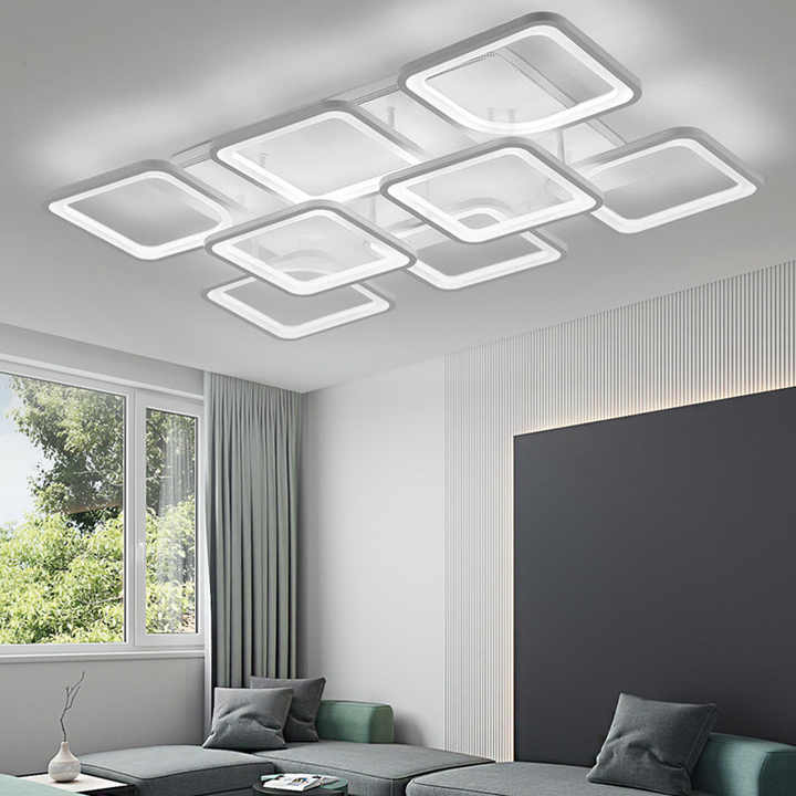 Fashion Classic White Multi Head square Bedroom LED Ceiling Light Smart square Simple Living Room Led Ceiling Lamp