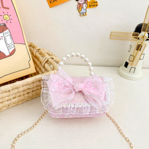 Little Flower Pearl Candy Crossbody Bag Children Mini Handbag Small Coin <b>Purse</b> Portable Zipper Bow <b>Cute</b> Playful Factory - Product Image 1