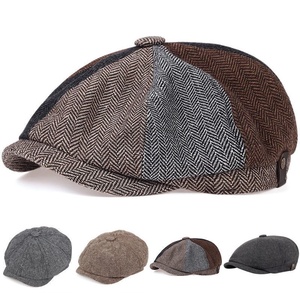 Casquette d'hiver octogonale en PU pour homme, style européen et américain, casquette à visière rétro décontractée, béret unisexe, chapeau de <span class=keywords><strong>peintre</strong></span>, casquette de newsboy britannique à chevrons - Product Image 1