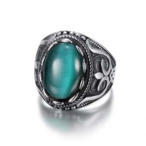 Fashion Cheap Price Man Punk Jewelry Turquoise Stone Stainless Steel <b>Men's</b> Silver Plated <b>Ring</b> <b>Men</b> Gem <b>Rings</b> - Product Image 3