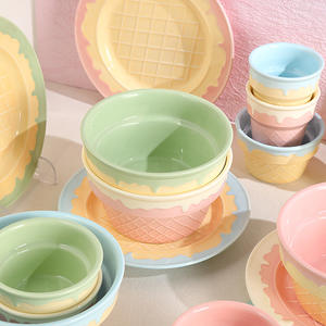 Bol en céramique de style coréen, vaisselle rituelle, bol à <span class=keywords><strong>yaourt</strong></span> pour desserts, flocons <span class=keywords><strong>d</strong></span>'<span class=keywords><strong>avoine</strong></span> <span class=keywords><strong>et</strong></span> crème glacée, assiette à petit-<span class=keywords><strong>d</strong></span>éjeuner - Outils pour gâteaux - Product Image 1