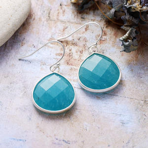 <strong>Chunky</strong> Natural Crystal Labradorite Moonstone Bold Teardrop Pendant Earrings <strong>Costume</strong> Designer Woman Jewelry with Brass Material - Product Image 4