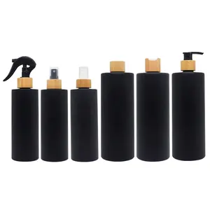 Cosmetic Packaging 300ml 500ml Matte Black Packaging Hand Wash Liquid Shampoo Bottle Plastic Lotion Pump Bottle