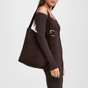 Custom Suede Leather Solid Color Tote <b>Bag</b> Women Portable Single Shoulder Magnetic Closure Handbag Spring Summer Autumn Travel - Product Image 1