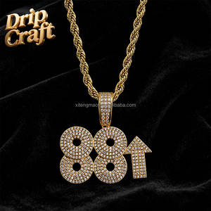 จี้ตัวเลขฮิปฮอป <span class=keywords><strong>88</strong></span> ชุบทองคำแท้ด้วยเซอร์โคเนียมเต็มตัว สำหรับผู้ชายและผู้หญิง เครื่องประดับแฟชั่นสั่งทำได้ - Product Image 4