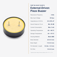 Mini buzzer piézo passif 22 mm 4 kHz 90 dB, buzzer piézoélectrique 30 Vp-p de type broche pour systèmes d'alarme et de sécurité