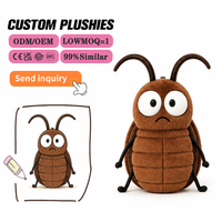 Boneka Hewan Serangga Lucu Kartun Coklat Lembut OEM ODM Custom untuk Hadiah Anak-anak, Bersertifikat CE EN71 ASTM, MOQ Rendah, Boneka Plush Kecoa