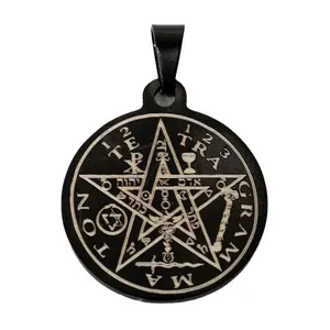 2024 Latest Men's Five-Pointed Star Necklace Stainless Steel Stone Protection Amulet Ancient Power Witchcraft Jewelry Pendant
