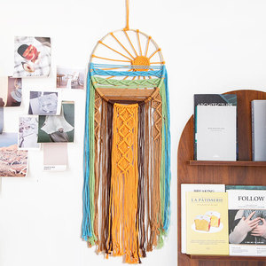 Arte Murale Boho in Macramè con Motivo Alba e Tramonto, <span class=keywords><strong>Acchiappasogni</strong></span>, Decorazione da Parete per Camera da Letto e Soggiorno 25*70cm - Product Image 6