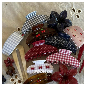 Pinza de Pelo con Diseño Personalizado de Cerezas <span class=keywords><strong>Dulces</strong></span> y Estrellas con Brillantina y Diamantes de Imitación para Mujer, Accesorios para el Cabello de Acetato Francés - Product Image 5