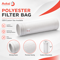 Sac filtrant en polyester sur mesure pour dépoussiéreur, conforme aux normes alimentaires, non toxique, pour usine de transformation alimentaire et de boissons