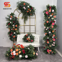 Fleur lisse Swag fleurs roses chaudes coin fleurs de mariage pièce maîtresse pour porte en arc et passerelle décor d'événement de mariage