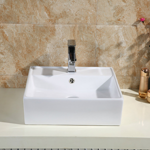 Lavabo de Baño de Cerámica Blanca de Diseño Personalizado, Lavabo Moderno <span class=keywords><strong>Cuadrado</strong></span> de Arte para Sobreponer - Product Image 3