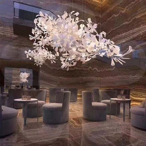 Hậu hiện đại nghệ thuật Bắc Âu Ginkgo Leaf Chandelier tất cả các đồng Glass LED trắng ấm treo chiếu sáng cho nhà hàng phòng triển lãm - Product Image 4