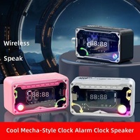 Jam Alarm V3 dengan Speaker, Desain Mekanik Transparan, Penghasil Daya Kecil, Speaker Portabel untuk Desktop yang Dapat Dipasang di Kartu