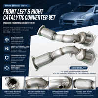 Convertisseurs catalytiques avant gauche et droit pour Porsche Cayenne 4.8L V8 2007-2010