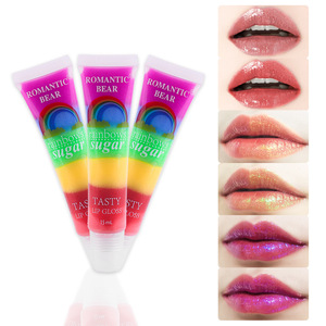 Brilho labial <span class=keywords><strong>Rainbow</strong></span> para Natal tubo de apertar brilho labial vegano