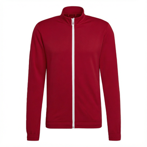 Veste de survêtement rouge pour homme à col montant et fermeture éclair intégrale, décontractée, respirante, en polyester, pour l'automne, coupe classique, couleur unie - Product Image 1