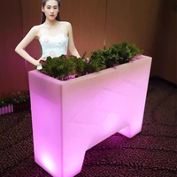 Table de bar rectangulaire en plastique lumineux pour discothèque, DJ, soirée cocktail en plein air et réception d'accueil créative avec LED