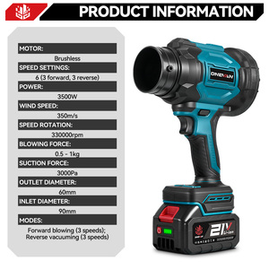 <span class=keywords><strong>Souffleur</strong></span> et <span class=keywords><strong>aspirateur</strong></span> de feuilles sans fil ONEVAN Industrial 350M/S 2-en-1, outil de jardinage électrique avec batterie <span class=keywords><strong>Makita</strong></span> 18V - Product Image 2