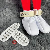 Bottes de contrainte BDSM avec semelle entièrement cloutée, les plus confortables pour le fétichisme des pieds, menottes de cheville noires, bottes de soumission