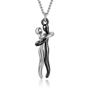 FCJ Unisex semplice temperamento clavicola collana amore abbraccio gioielli per uomo e donna regalo amante di san valentino