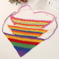 Bandeau en Crochet Vintage Sweet Y2K couleur arc-en-ciel Écharpe à cheveux réglable Bandeau tricoté Bandanas Turban