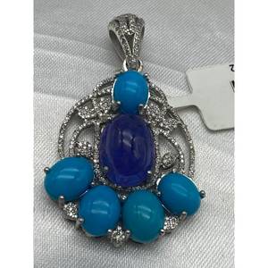 Nouveau pendentif FEROZA, TANZANITE, en argent sterling 925, best-seller, luxe, cadeau, fête, mariage, fiançailles, cérémonies religieuses, événements - Product Image 4