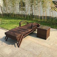Chaise longue réglable en rotin PE, structure en aluminium, imperméable, pour extérieur, plage, piscine, jardin, hôtel, patio, avec coussin