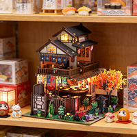 Nouveau produit M2622 Wawei Sushi House, maison de poupée en bois faite à la main, style japonais, kit de maison de poupée miniature DIY