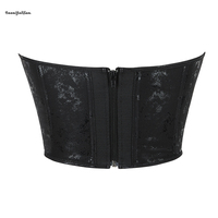 Pull zippé vêtements gothique Corselet femmes poitrine liant Bustier dos fermeture éclair réglable Faux cuir Corset haut court