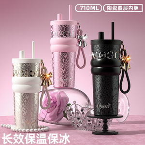 Godiva Stainless Steel Tumbler 16 Oz <b>Large</b> Capacity Insulated With Straw And Carrying Strap For Travel And Gift - Product Image 2