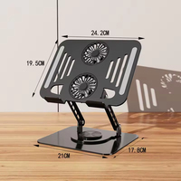 Support de tablette et d'ordinateur portable rotatif à 360 degrés, pliable en métal, réglable en hauteur de 7,9'' à 15'', support de bureau avec ventilateur de refroidissement