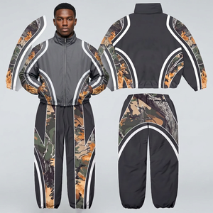 Men's <b>Camouflage</b> <b>Tracksuit</b> Set Full Sleeve Zipper Closure Sporty Style Autumn Wear Breathable Polyester Material Regular Fit - Product Image 1